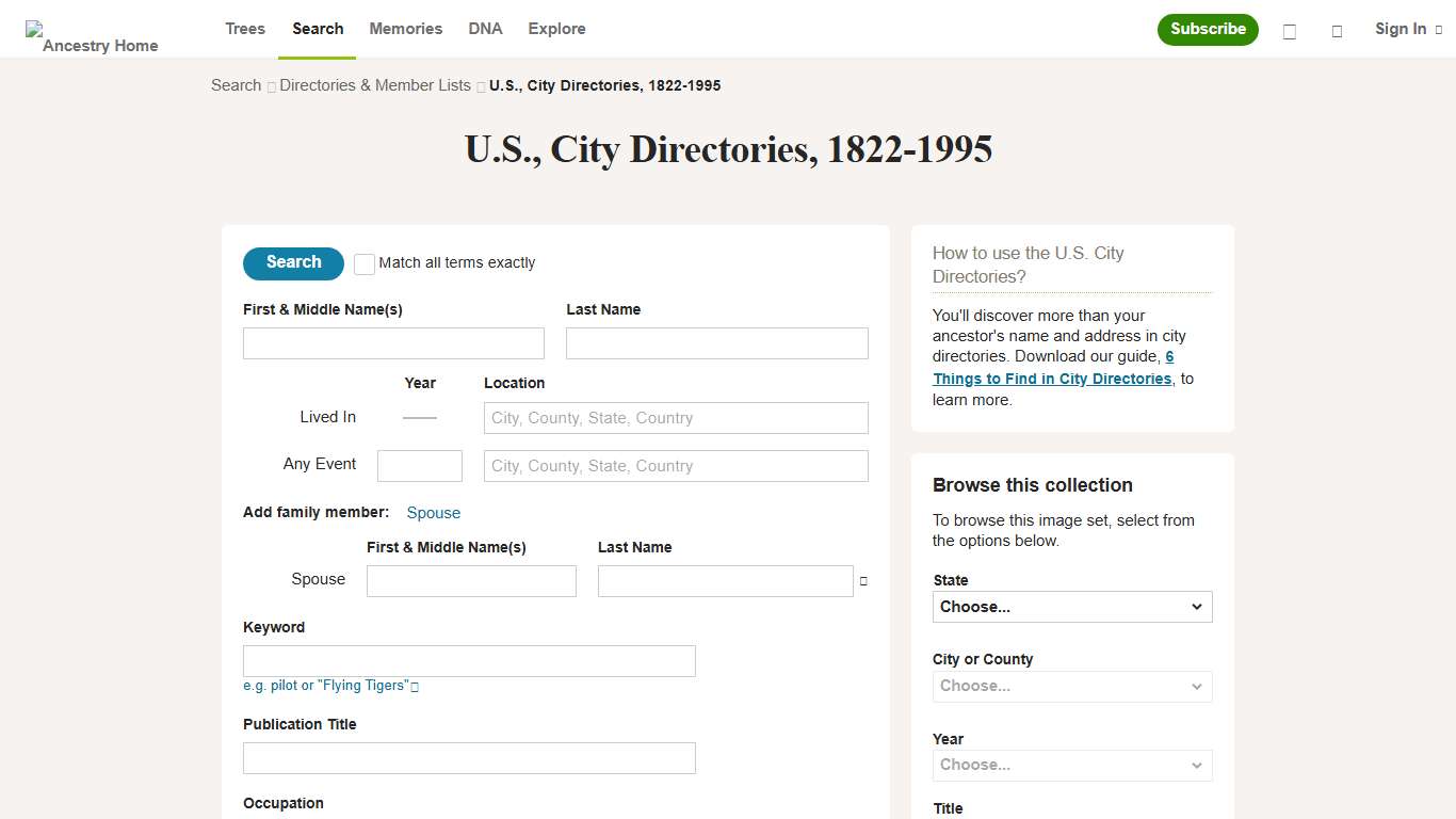 U.S., City Directories, 1822-1995 - Ancestry